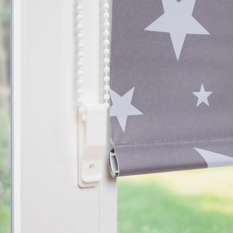 Vorhänge & Gardinen|Liedeco Klemmfix-Rollo Sterne 75 x 150 cm Grau