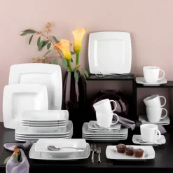CreaTable Geschirr-Kombiservice Carrara Victoria 50tlg. Weiß