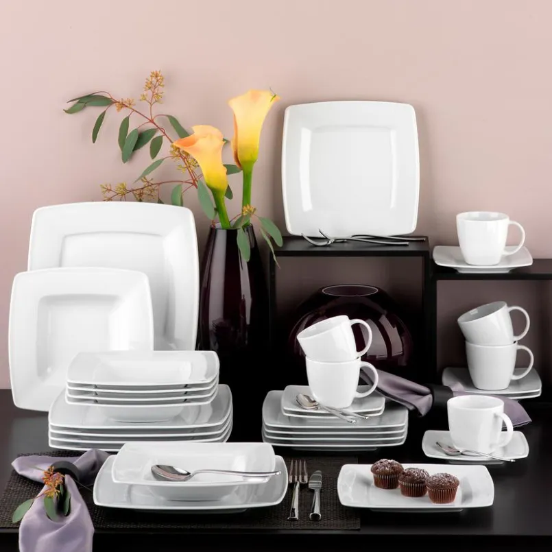 CreaTable Geschirr-Kombiservice Carrara Victoria 50tlg. Weiß