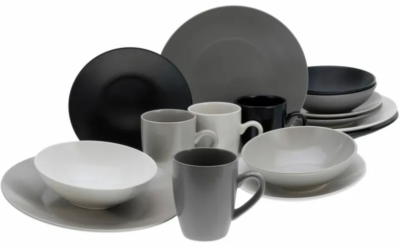 Geschirr|CreaTable Kombiservice Manhatten 16tlg. Grau