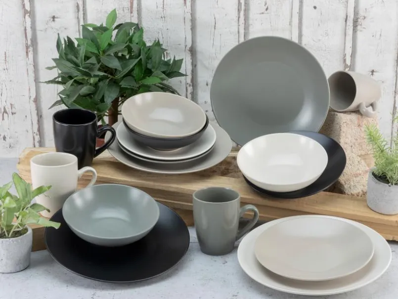 Geschirr|CreaTable Kombiservice Manhatten 16tlg. Grau