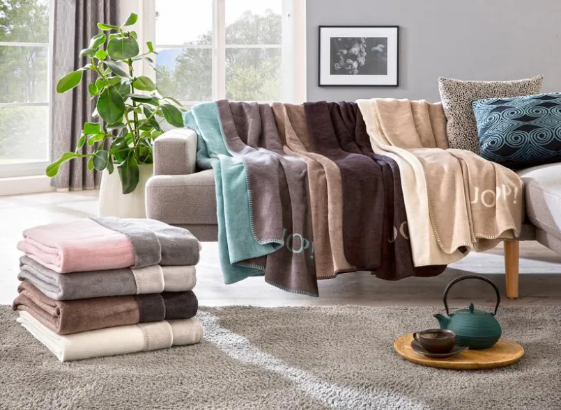JOOP! Kuscheldecken|Decken-Kuscheldecke Doubleface 150 x 200 cm Ecru / Feder