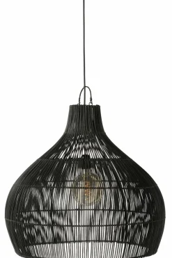 DAHEIM Pendelleuchten-Lampenschirm Rattan Birne Schwarz