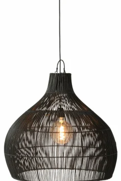 DAHEIM Pendelleuchten-Lampenschirm Rattan Birne Schwarz