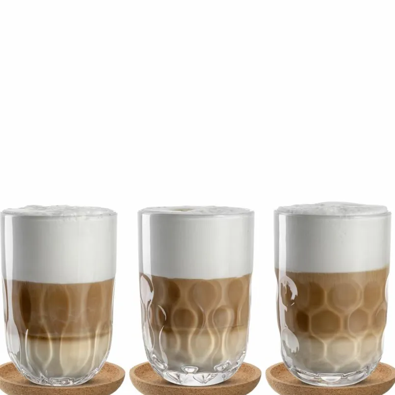 Leonardo Kaffee & Tee-Latte-Macchiato-Becher Gocce 6tlg. Klar