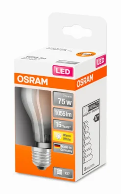 Osram E27-LED Birne matt E27/7,5 Watt/Energie D Weiß