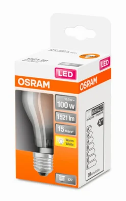 Osram E27-LED Birne, matt E27/10 Watt/Energie D Weiß
