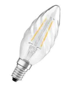 E14|Osram LED Kerze gedreht E14/2,5 Watt/Energie F Transparent