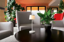 DesignLive Außentischleuchten|Außentischleuchten-LED-Akkutischleuchte Eva Weiß
