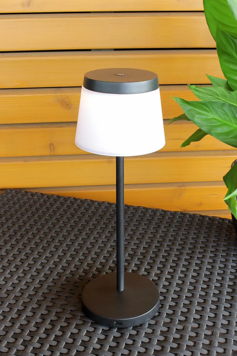 DesignLive Außentischleuchten|Außentischleuchten-LED-Akkutischleuchte Eva Schwarz