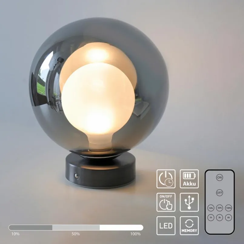 Tischlampen|Paul Neuhaus LED-Akkutischleuchte Popup Grau