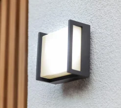 Lutec Außenwandleuchten|Außenwandleuchten-LED-Außenwandleuchte QUBO Silber