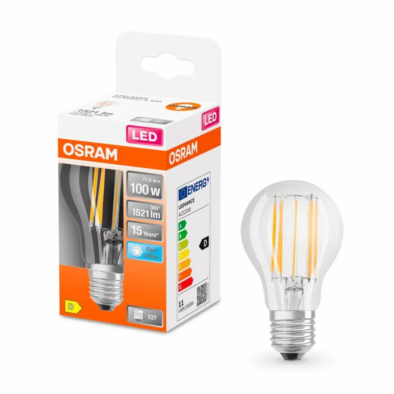 Osram E27-LED-Birne E27/11 Watt/Energie D Transparent