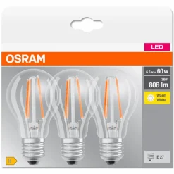 Osram E27-LED-Birne E27/6,5 Watt/Energie E Transparent