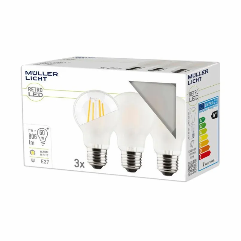 MÜLLER-LICHT E27-LED-Birne E27/7 Watt/Energie E Transparent