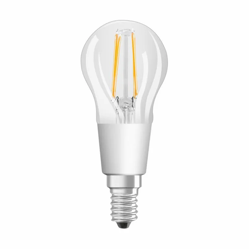 E14|Leuchtmittel|LEDVANCE LED-Birnenform E14/4 Watt/Energie E Transparent