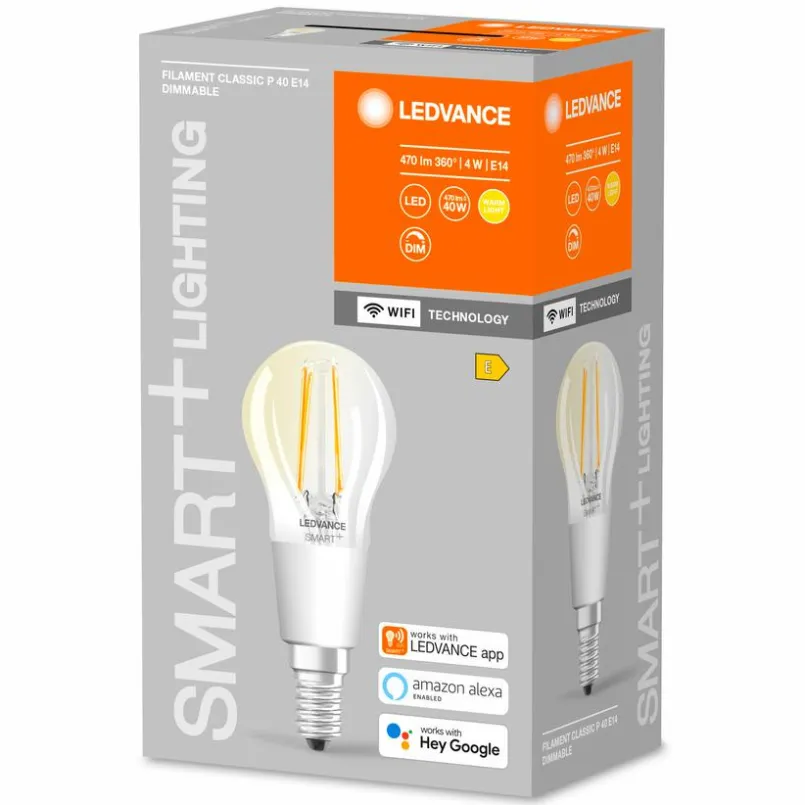 E14|Leuchtmittel|LEDVANCE LED-Birnenform E14/4 Watt/Energie E Transparent