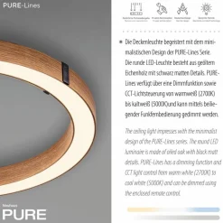 Deckenleuchten|Neuhaus PURE LED-Deckenleuchte Pure Lines Eiche