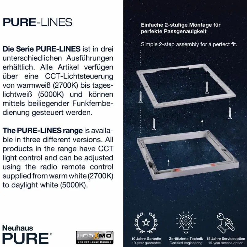Neuhaus PURE Deckenleuchten-LED-Deckenleuchte Pure Lines Alu