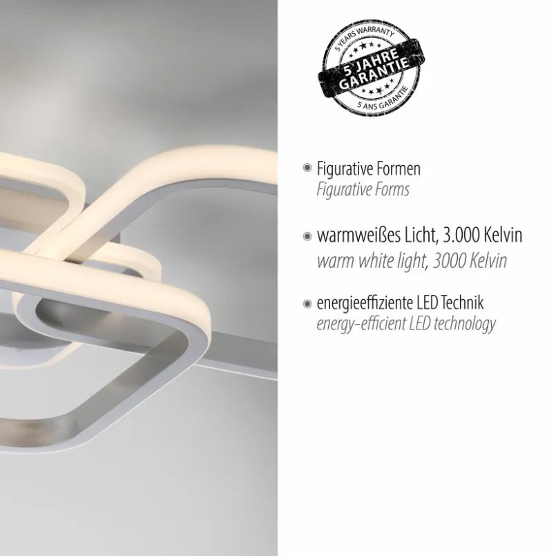 JUST LIGHT. Deckenleuchten-LED-Deckenleuchte Sevent Silber