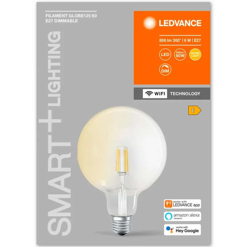 Leuchtmittel|E27|LEDVANCE LED-Globeform E27/6 Watt/Energie E Transparent