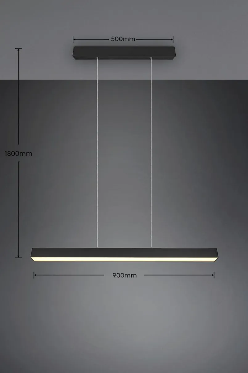 Trio Schienensysteme-LED-Pendelleuchte Paros Schwarz
