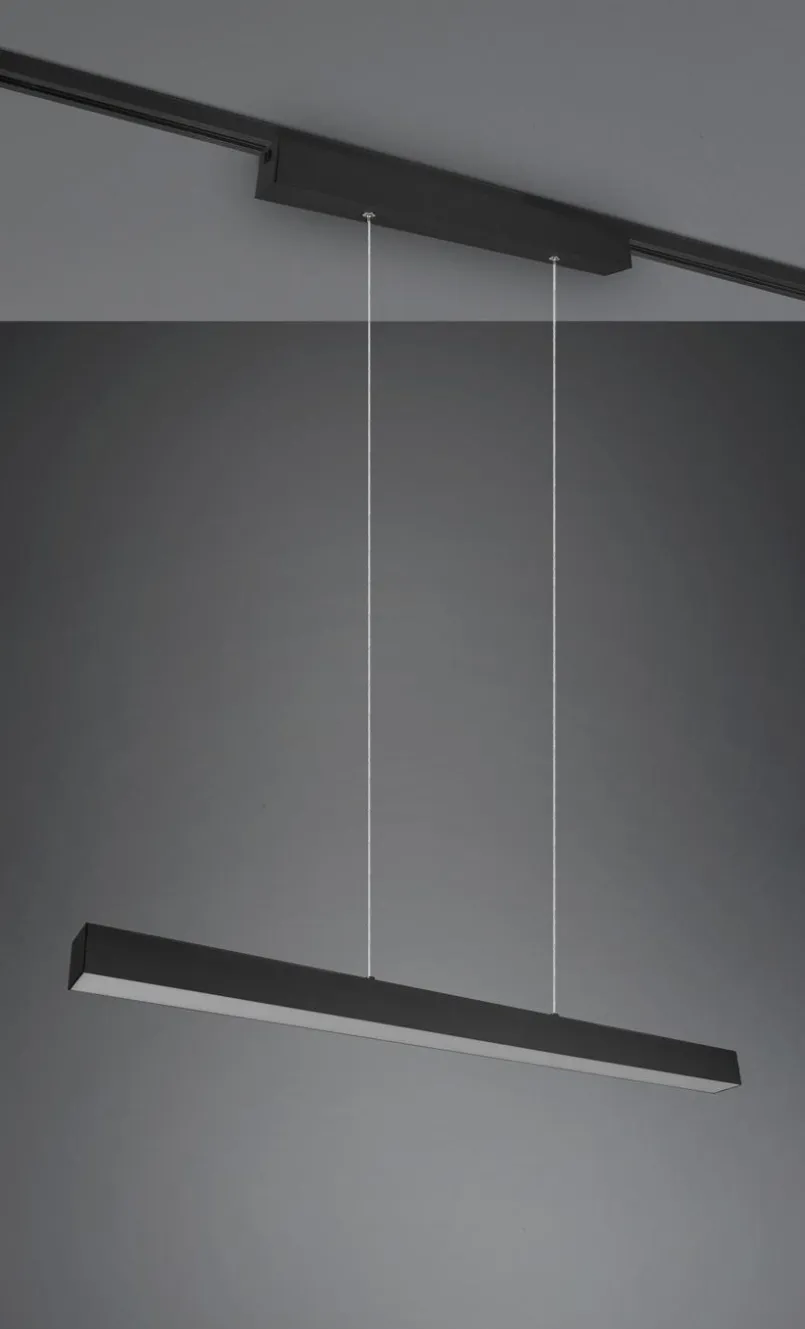 Trio Schienensysteme-LED-Pendelleuchte Paros Schwarz