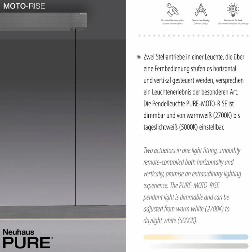 Pendelleuchten|Neuhaus PURE LED-Pendelleuchte Pure-Moto-Rise Grau