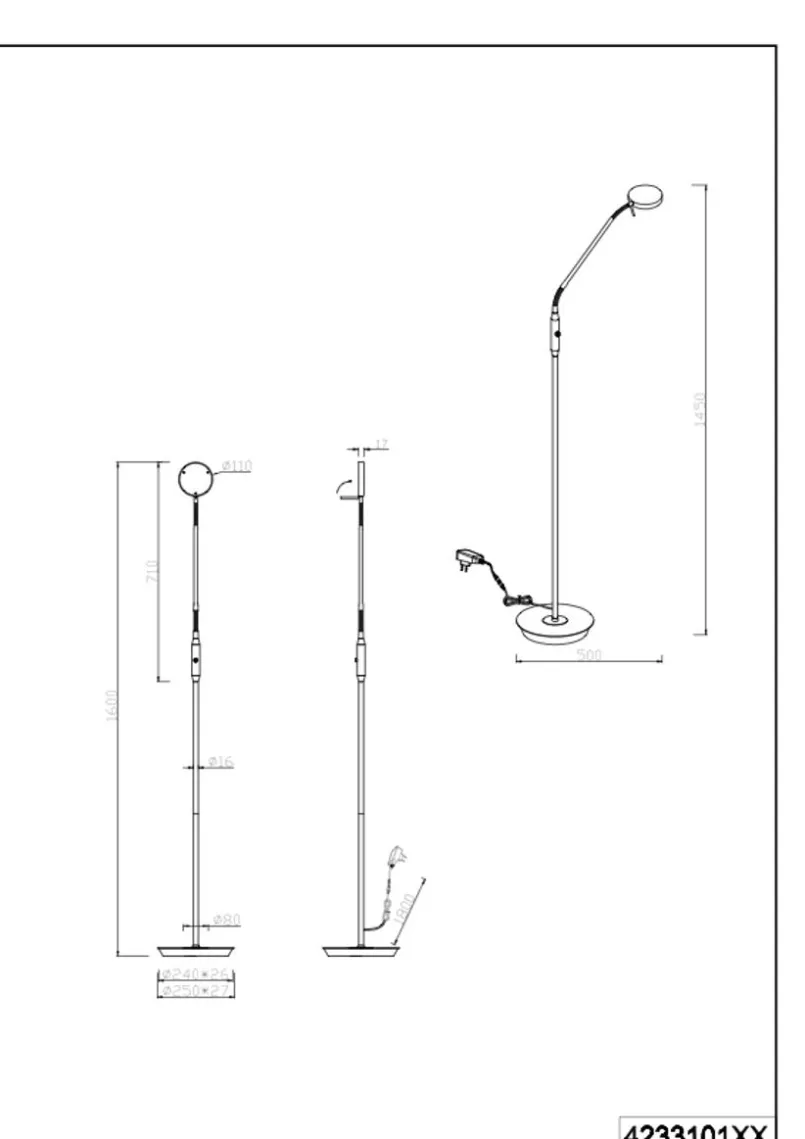 Trio Stehlampen-LED-Stehlampe Monza Nickel matt