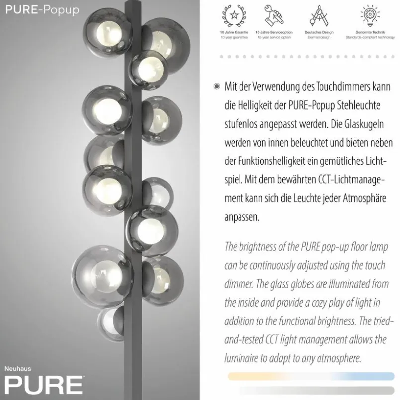 Stehlampen|Neuhaus PURE LED-Stehlampe Popup Grau