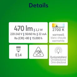 E14|MÜLLER-LICHT LED-Tropfen E14 / 2,2 Watt / Energie A
