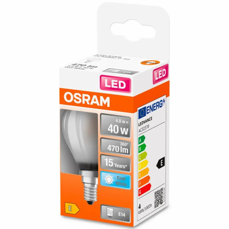 E14|Osram LED-Tropfen E14/4 Watt/Energie E Weiß