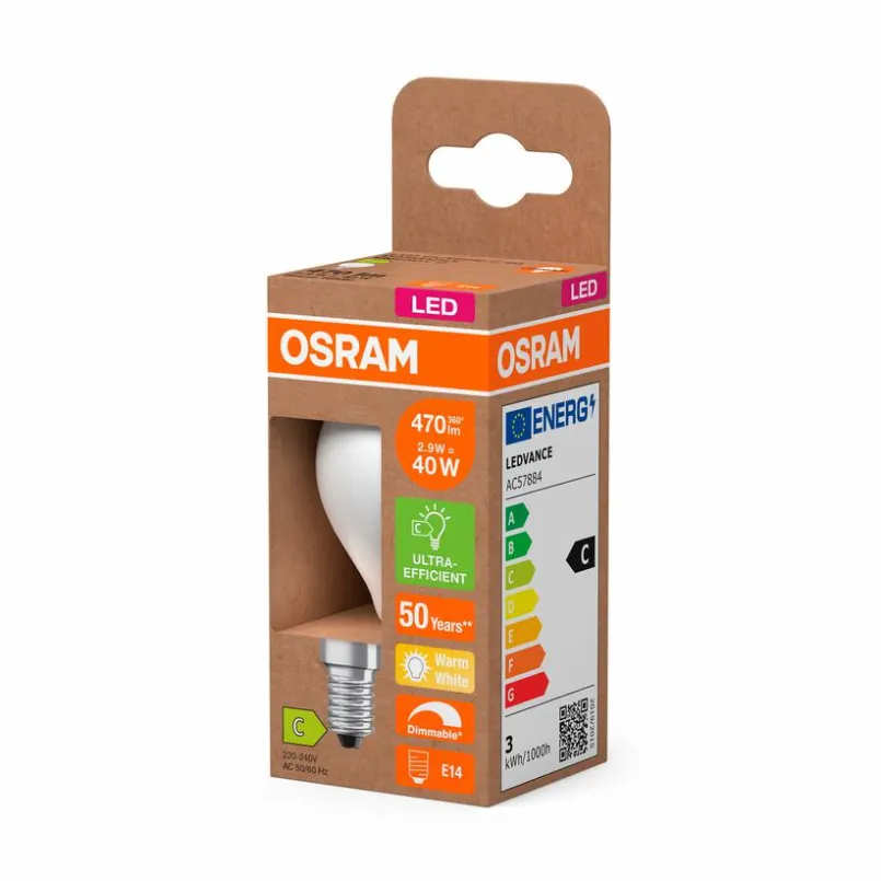 E14|Osram LED-Tropfen E14/2,9 Watt/Energie C Weiß