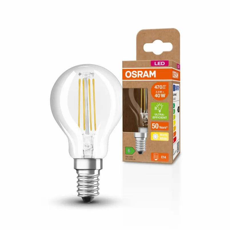E14|Osram LED-Tropfen E14/2,5 Watt/Energie B Transparent
