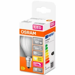 E14|Osram LED-Tropfen matt E14/ 5,5Watt/ Energie E Weiß
