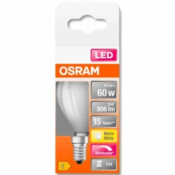 E14|Osram LED-Tropfen matt E14/ 5,5Watt/ Energie E Weiß