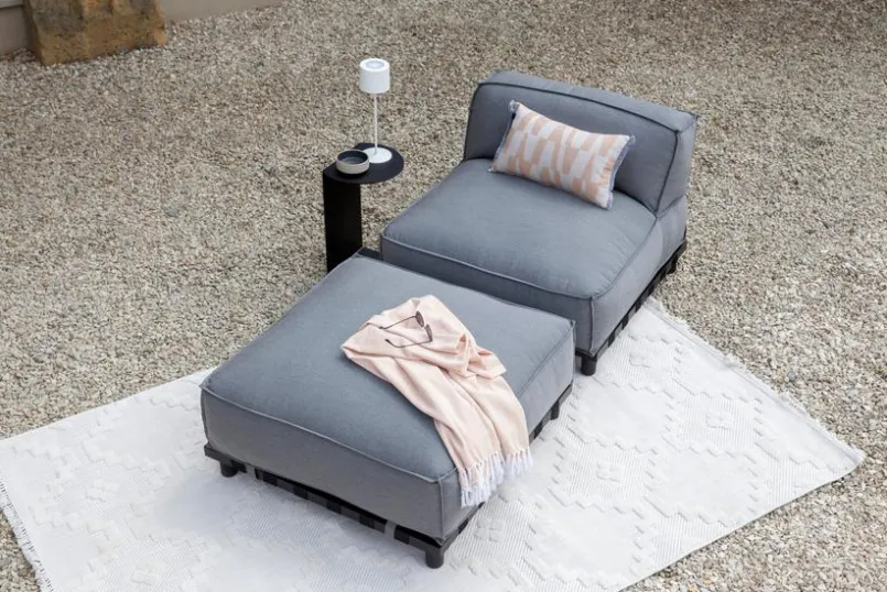 SCHÖNER WOHNEN-Kollektion Gartensofas|Loungesofas-Lounge-Hocker Vlieland Grey