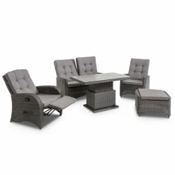 Loungemöbel-Sets| Loungemöbel Set Deluxe Lounge 5 tlg Grau