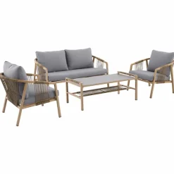 Loungemöbel-Sets|Gartenmöbel-Sets|MWH Loungemöbel Set Kanto 4 tlg. Light Grey
