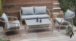 Loungemöbel-Sets|Gartenmöbel-Sets|MWH Loungemöbel Set Kanto 4 tlg. Light Grey