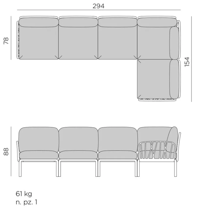Loungemöbel-Sets|Nardi Loungemöbel Set, Komodo 5 5tlg., Sunbrella Braun
