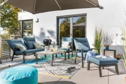 Gartensofas|Loungesofas-Lounge-Sofa Deluxe Lounge Alu Blau