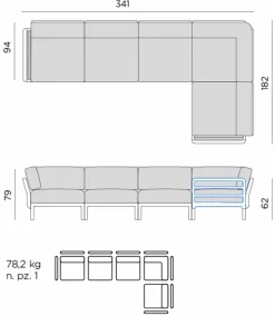 Gartensofas|Loungesofas|Nardi Lounge-Sofa Maximo 5 Lava