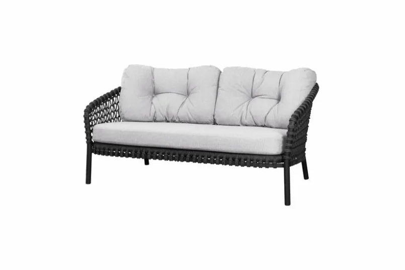 Cane-line Gartenbank-Auflagen-Loungesofa-Kissensatz Ocean 2-Sitzer Hellgrau
