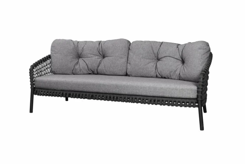 Gartenbank-Auflagen|Cane-line Loungesofa-Kissensatz Ocean 3-Sitzer Dark Grey
