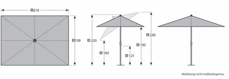 Doppler Sonnenschirme-Marktschirm Alu Wood 140 x 200 cm Beige