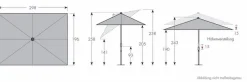 Doppler Sonnenschirme-Marktschirm Alu Wood 200 x 300 cm Anthrazit