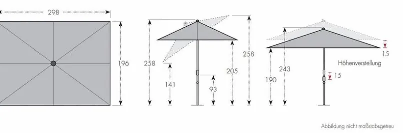 Doppler Sonnenschirme-Marktschirm Alu Wood 200 x 300 cm Anthrazit