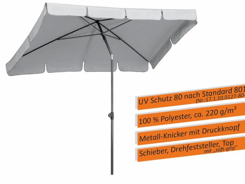 Balkonschirme|Sonnenschirme|Schneider Schirme Marktschirm Aquila 265 x 150 cm Hellgrau