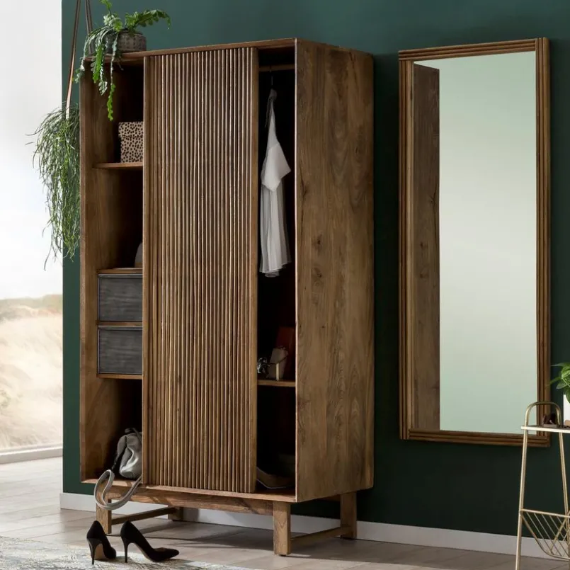 Kommoden|Praktisch Im Schlafzimmer|Portobello Mehrzweckschrank Allure Iron Nussbaum